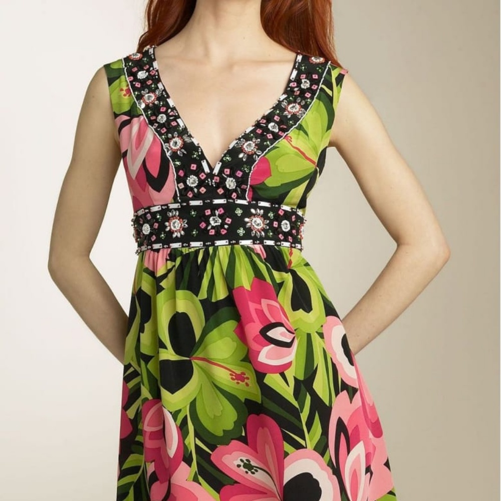 Nanette Lepore floral dress with sequin trim